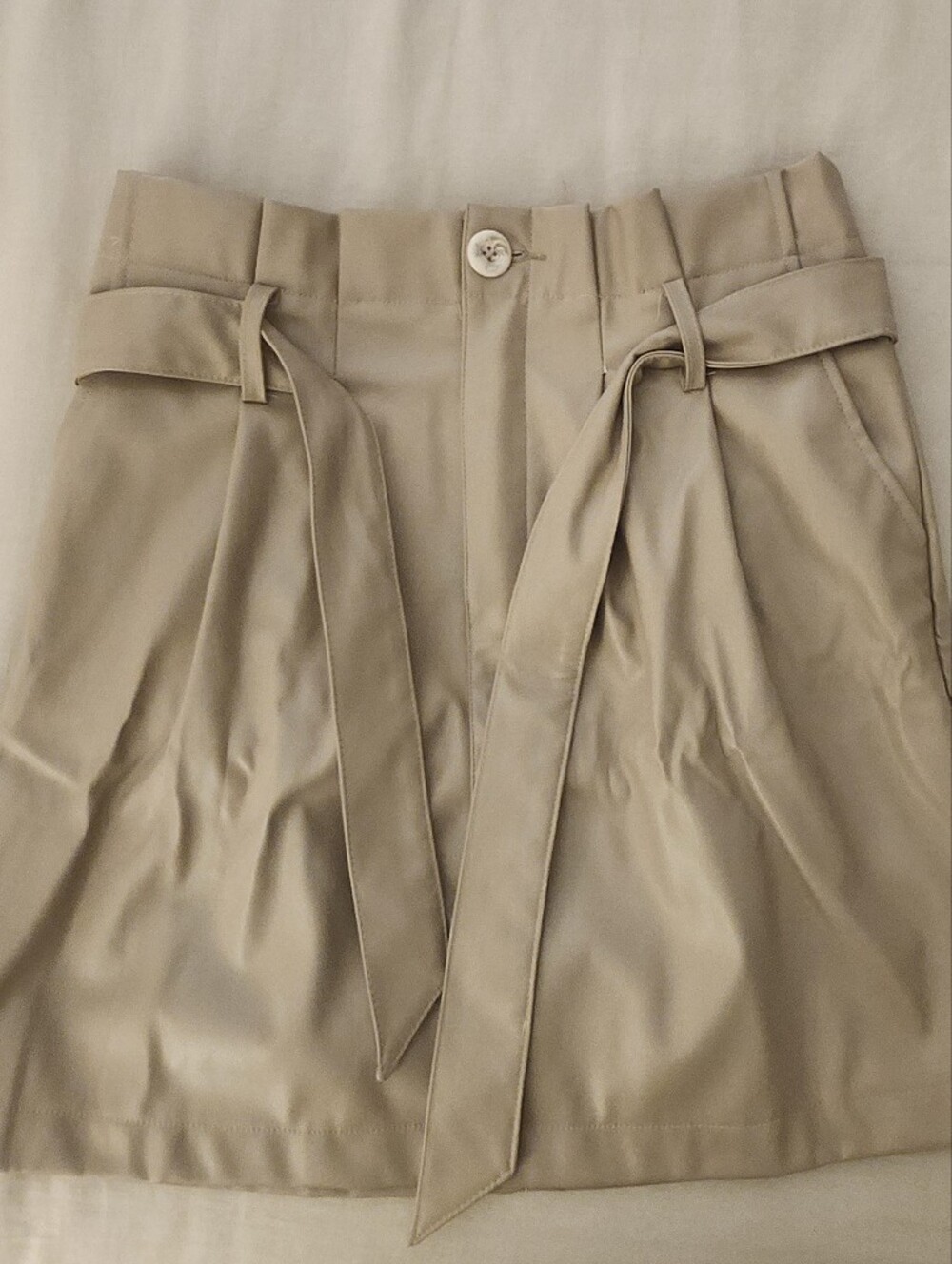 Kendall & Kylie Taupe Tie-Waist Mini Skirt